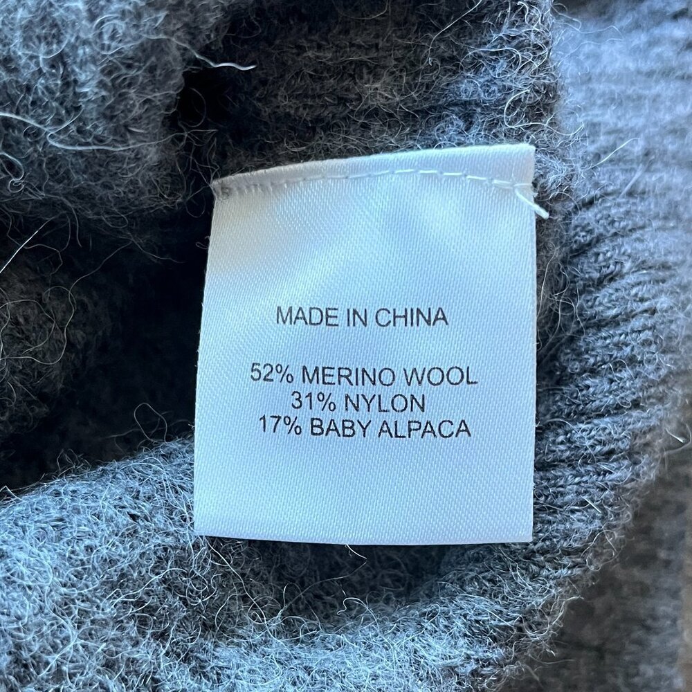 Quince Merino Alpaca Blend Ribbed Mock Neck Sweater Gray Size XS Soft Cozy - Picture 3 of 6